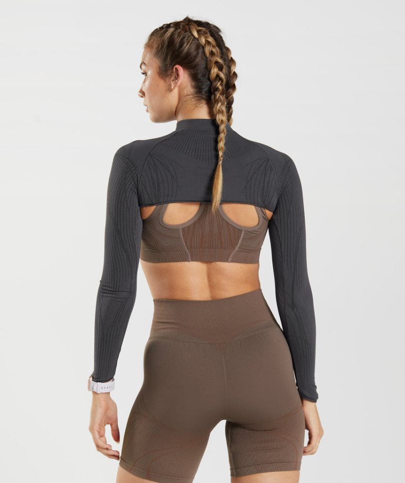 Bluzy Gymshark Apex Seamless Shrug Damskie Czarne | PL 698QLC